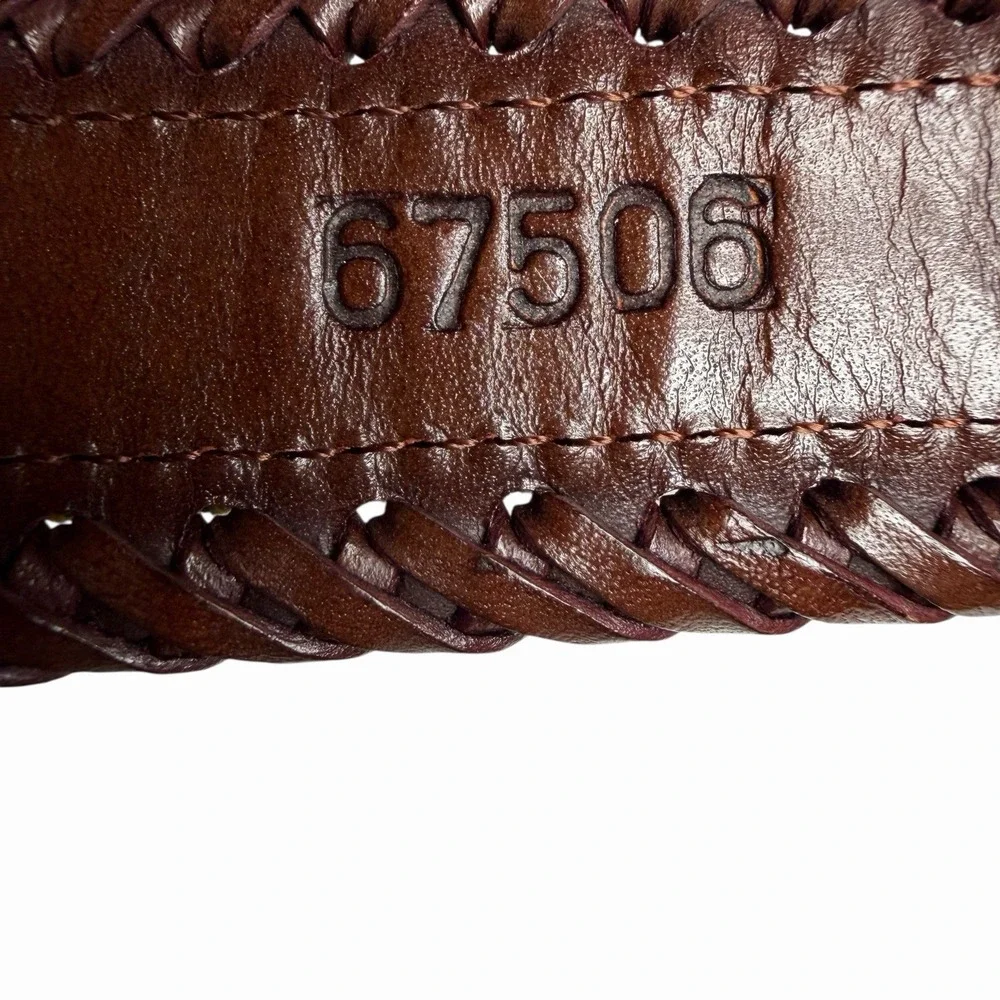 Brighton‎ Santos Fabric Braided Edge Western Leather Belt Silver Buckle Size 32